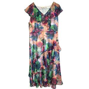 Soft Surroundings LP Ambrosia Sleeveless Floral Print Tiered Maxi Dress